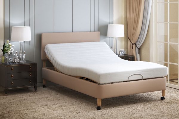 Helston double half divan adjustable bed on legs, bed adjusted head and foot (profiled)