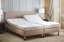 Helston Linked half divan  adjustable bed on legs, both beds adjusted head and foot (profiled).